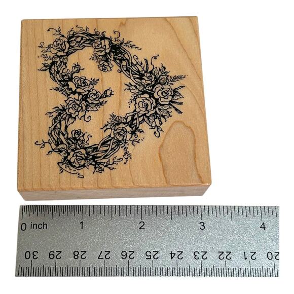 Vintage Rubber Stamp PSX G-553 Heart Shaped Wreath of Vines and Roses 1993 - Picture 5 of 5